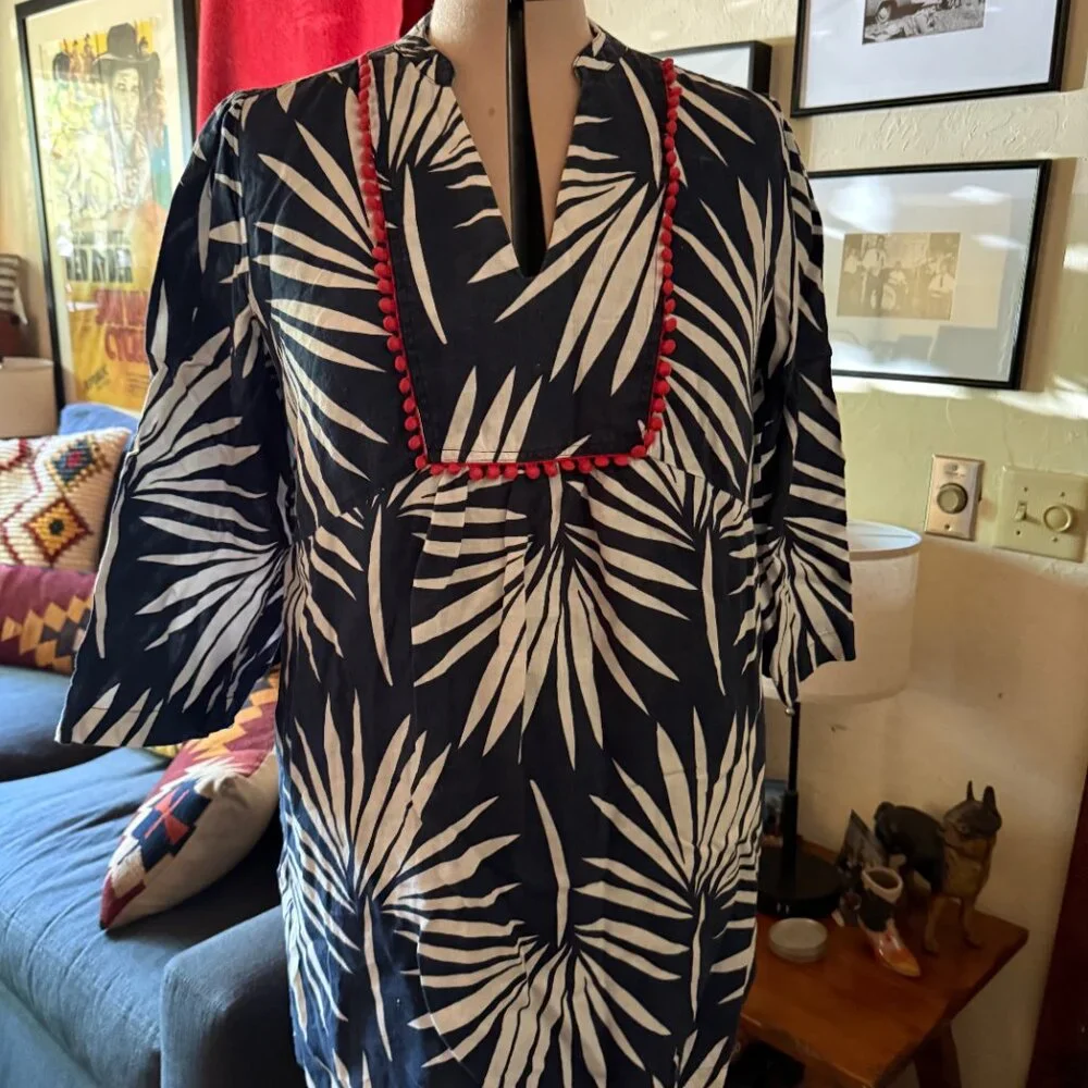 Boden, Navy, White, and Red Linen Tunic Dress - Picture 4 of 6